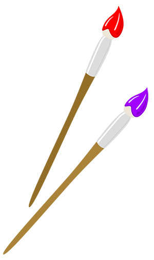 フリー素材 イラスト 芸術 パレット 絵筆 絵の具 無料 商用可 PNG