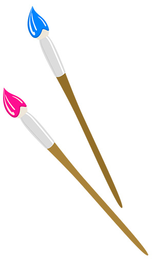 フリー素材 イラスト 芸術 パレット 絵筆 絵の具 無料 商用可 PNG