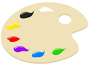 フリー素材 イラスト 芸術 パレット 絵筆 絵の具 無料 商用可 PNG