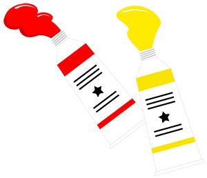 フリー素材 イラスト 芸術 パレット 絵筆 絵の具 無料 商用可 PNG