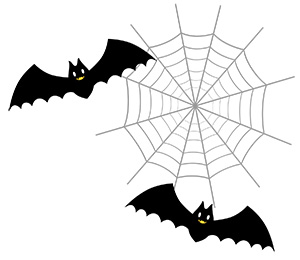 フリー素材 イラスト 秋 ハロウィン コウモリ くもの巣 飴 無料 商用可 PNG