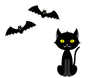 フリー素材 イラスト 秋 ハロウィン コウモリ 黒猫 飴 無料 商用可 PNG