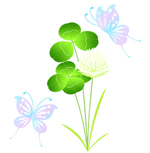 フリー素材 イラスト クローバー 蝶 春 無料 商用可 PNG