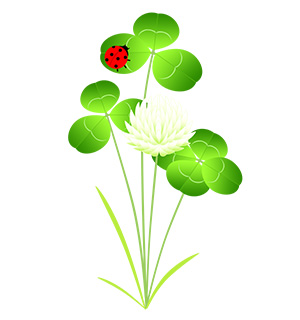 フリー素材 イラスト クローバー てんとうむし 春 無料 商用可 PNG