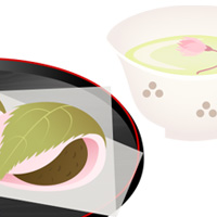 桜餅 桜茶 春 無料 イラスト フリー素材 商用可 png