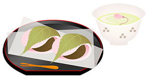 フリー素材 イラスト 春 桜 桜餅 桜茶 無料 商用可 PNG