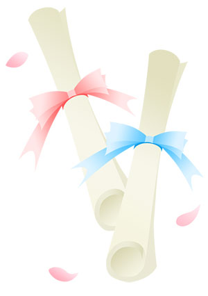 フリー素材 イラスト 卒業証書 春 桜 無料 商用可 PNG