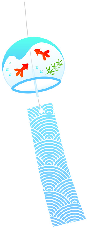 フリー素材 イラスト 風鈴 金魚 夏 goldfish 無料 商用可 PNG