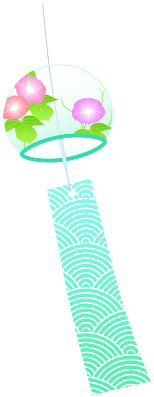 フリー素材 イラスト 風鈴 朝顔 夏 goldfish 無料 商用可 PNG