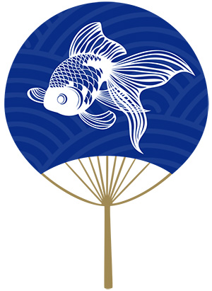 フリー素材 イラスト うちわ 夏 goldfish 無料 商用可 PNG