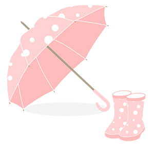 フリー素材 イラスト 梅雨 傘 長靴 無料 商用可 PNG