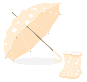 フリー素材 イラスト 梅雨 傘 長靴 無料 商用可 PNG