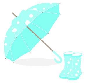 フリー素材 イラスト 梅雨 傘 長靴 無料 商用可 PNG