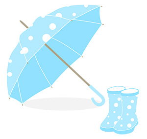 フリー素材 イラスト 梅雨 傘 長靴 無料 商用可 PNG