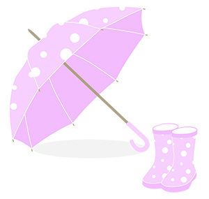 フリー素材 イラスト 梅雨 傘 長靴 無料 商用可 PNG