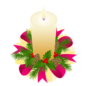 フリー素材 イラスト 冬 クリスマス キャンドル ろうそく X'mas 無料 商用可 PNG