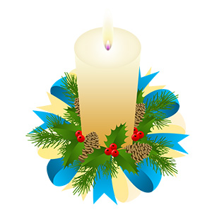 フリー素材 イラスト 冬 クリスマス キャンドル ろうそく X'mas 無料 商用可 PNG