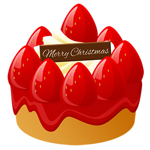 フリー素材 イラスト 冬 クリスマス ケーキ イチゴケーキ X'mas 無料 商用可 PNG