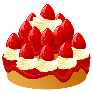 フリー素材 イラスト 冬 クリスマス ケーキ イチゴケーキ X'mas 無料 商用可 PNG