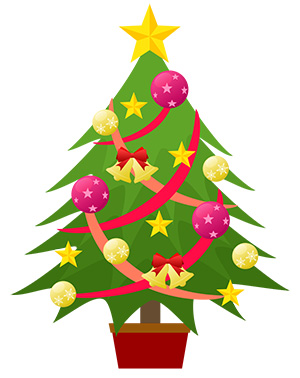 フリー素材 イラスト 冬 クリスマス ツリー X'mas 無料 商用可 PNG