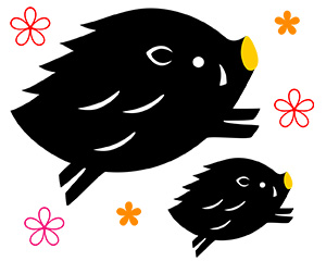 亥 亥年 いのしし 無料 年賀状 2019 平成31年フリー素材 イラスト 冬 正月 干支 亥年 無料 商用可 PNG