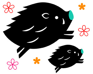 亥 亥年 いのしし 無料 年賀状 2019 平成31年フリー素材 イラスト 冬 正月 干支 亥年 無料 商用可 PNG