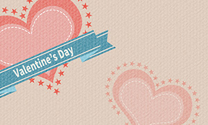 フリー素材 イラスト 冬 バレンタイン ハート レトロ カード 名刺 名刺サイズ テンプレート 印刷 Valentine's day 無料 商用可 PNG