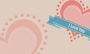 フリー素材 イラスト 冬 バレンタイン ハート レトロ カード 名刺 名刺サイズ テンプレート 印刷 Valentine's day 無料 商用可 PNG