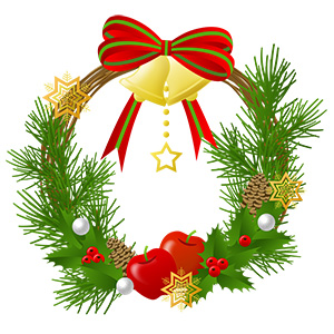 フリー素材 イラスト 冬 クリスマス リース X'mas 無料 商用可 PNG EPS